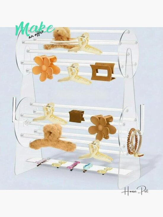 2-Tier Acrylic Claw Clip Holder 360 Rotating Organizer Stand main image 6